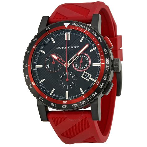 burberry the city red rubber chronograph mens watch bu9805|Burberry The City Red Chronograph Mens Watch BU9805 .